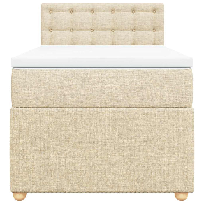 Pat box spring cu saltea, crem, 100x200 cm, textil - WALTI WALTI