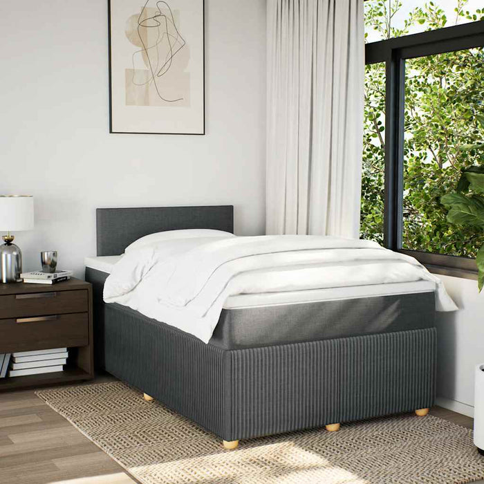 Pat box spring cu saltea, gri închis, 120x190 cm, textil WALTI