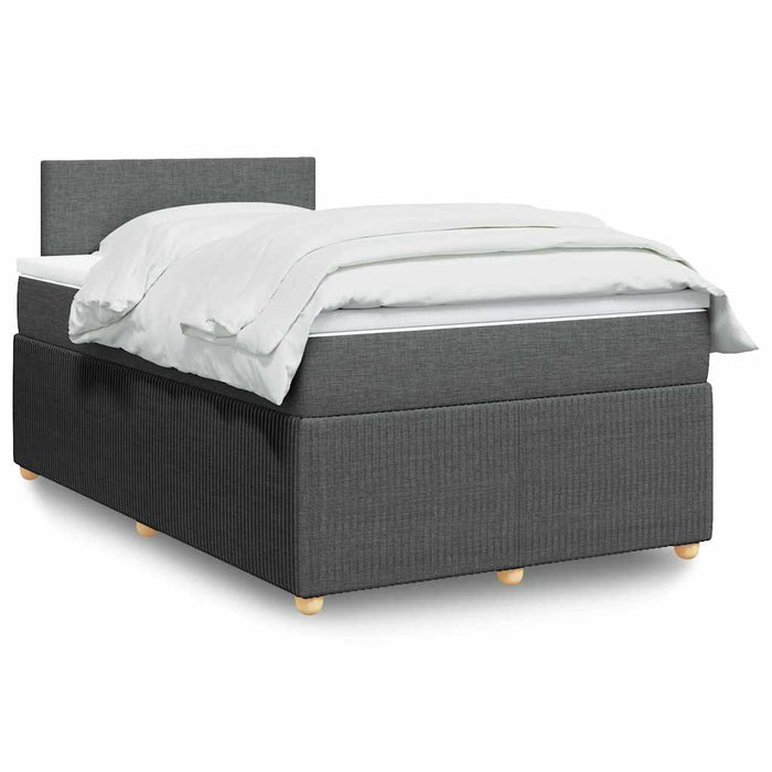 Pat box spring cu saltea, gri închis, 120x190 cm, textil WALTI