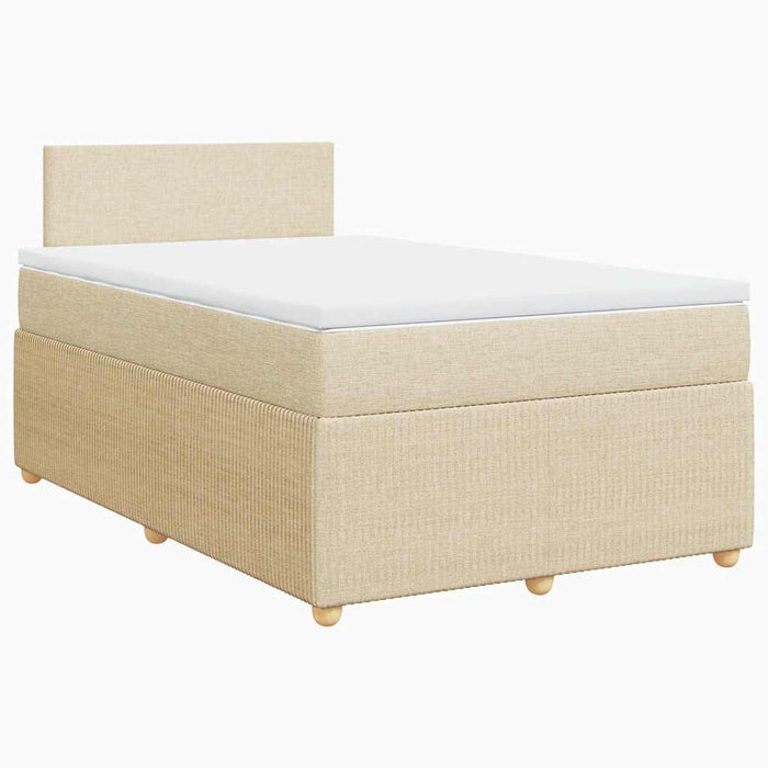 Pat box spring cu saltea, crem, 120x200 cm, textil - WALTI WALTI