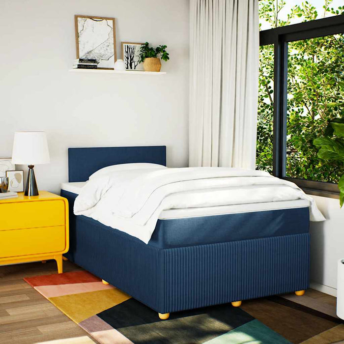 Pat box spring cu saltea, albastru, 120x200 cm, textil - WALTI WALTI