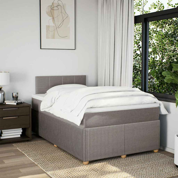 Pat box spring cu saltea, gri taupe, 120x200 cm, textil WALTI