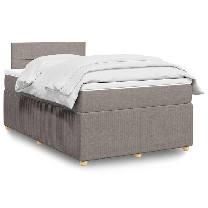 Pat box spring cu saltea, gri taupe, 120x200 cm, textil WALTI