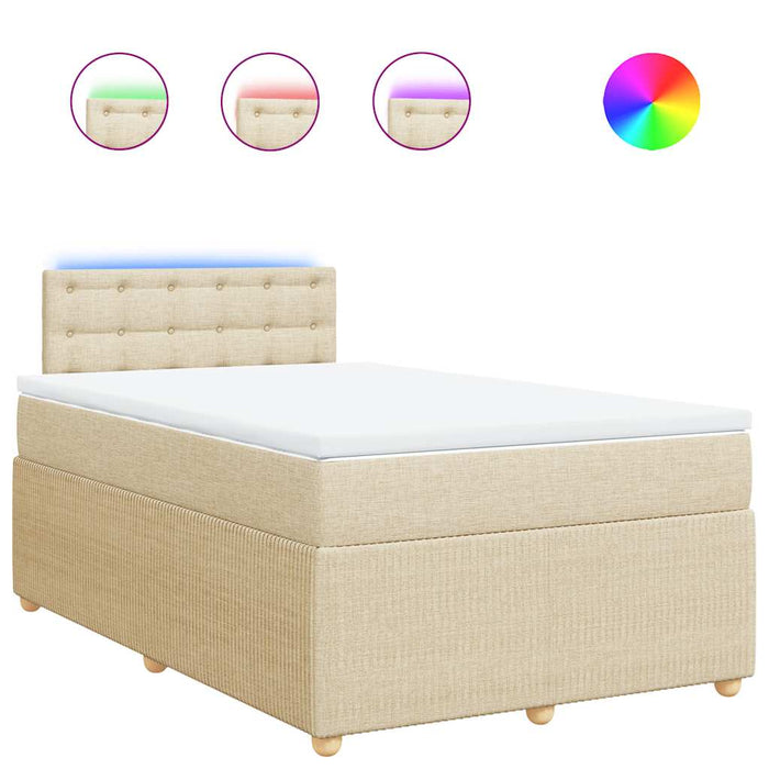 Pat box spring cu saltea, crem, 120x200 cm, textil - WALTI WALTI