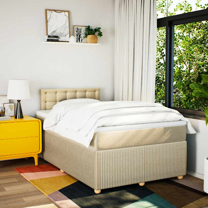 Pat box spring cu saltea, crem, 120x200 cm, textil - WALTI WALTI