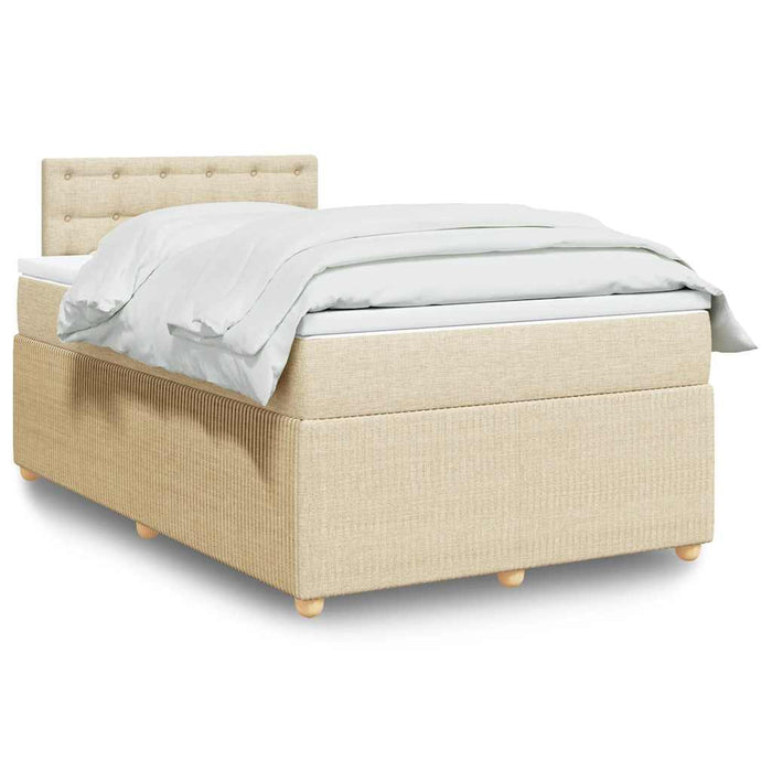 Pat box spring cu saltea, crem, 120x200 cm, textil - WALTI WALTI