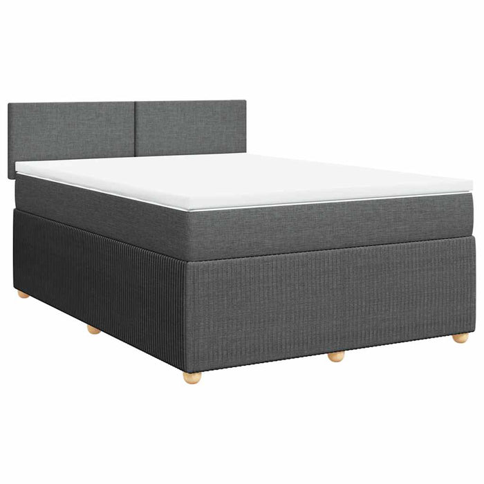 Pat box spring cu saltea, gri închis, 140x190 cm, textil - WALTI WALTI