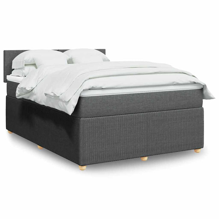 Pat box spring cu saltea, gri închis, 140x190 cm, textil - WALTI WALTI
