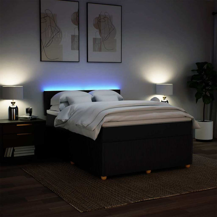 Pat box spring cu saltea, negru, 140x190 cm, textil - WALTI WALTI