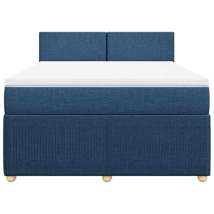 Pat box spring cu saltea, albastru, 140x200 cm, textil - WALTI WALTI