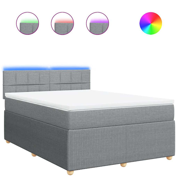 Pat box spring cu saltea, gri deschis, 140x190 cm, textil - WALTI WALTI