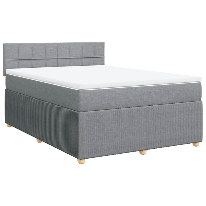 Pat box spring cu saltea, gri deschis, 140x190 cm, textil - WALTI WALTI