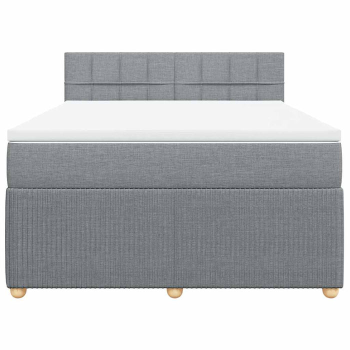 Pat box spring cu saltea, gri deschis, 140x190 cm, textil - WALTI WALTI