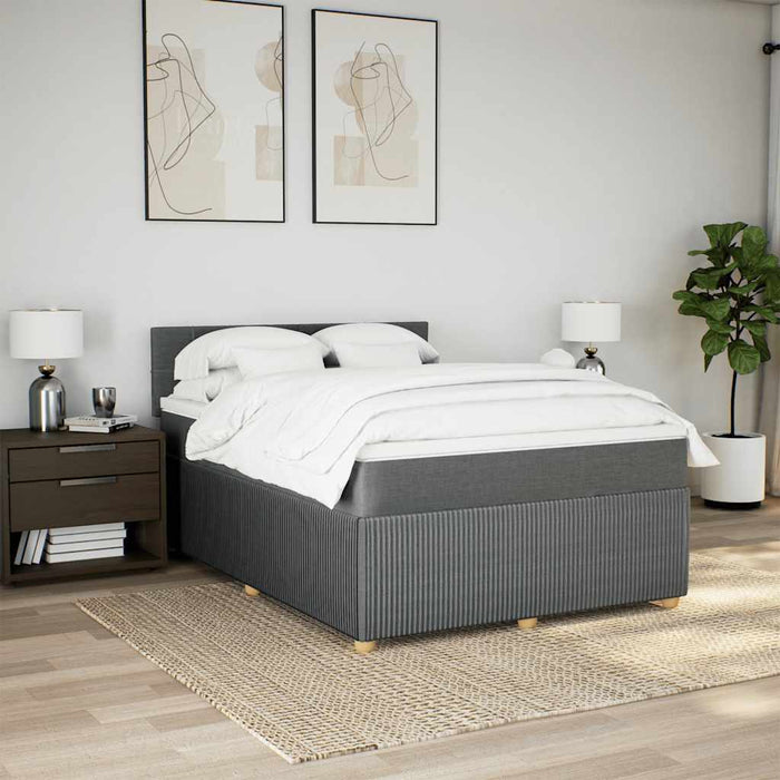 Pat box spring cu saltea, gri închis, 140x190 cm, textil - WALTI WALTI
