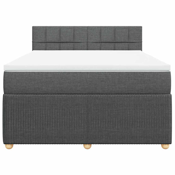 Pat box spring cu saltea, gri închis, 140x190 cm, textil - WALTI WALTI