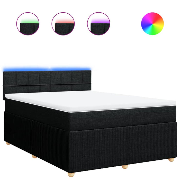 Pat box spring cu saltea, negru, 140x190 cm, textil - WALTI WALTI