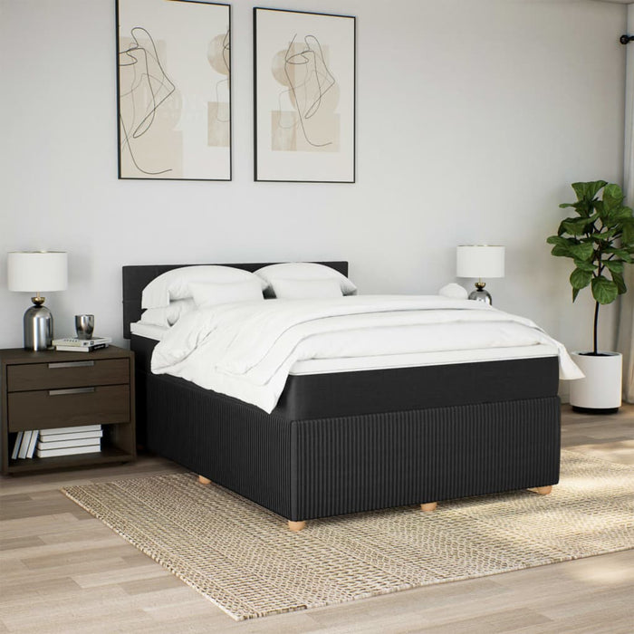 Pat box spring cu saltea, negru, 140x190 cm, textil - WALTI WALTI
