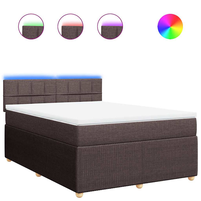 Pat box spring cu saltea, maro închis, 140x200 cm, textil - WALTI WALTI