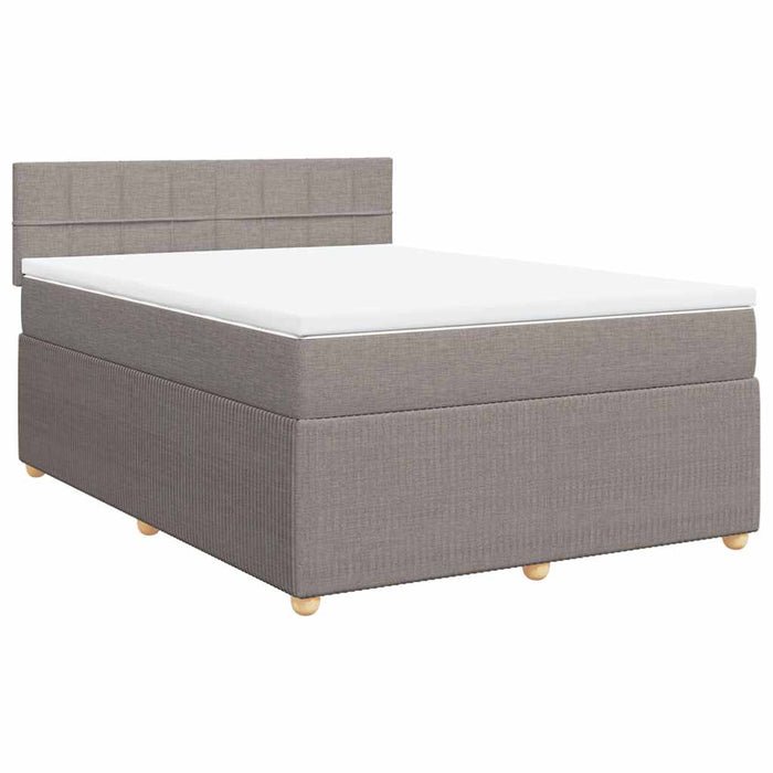 Pat box spring cu saltea, gri taupe, 140x200 cm, textil - WALTI WALTI