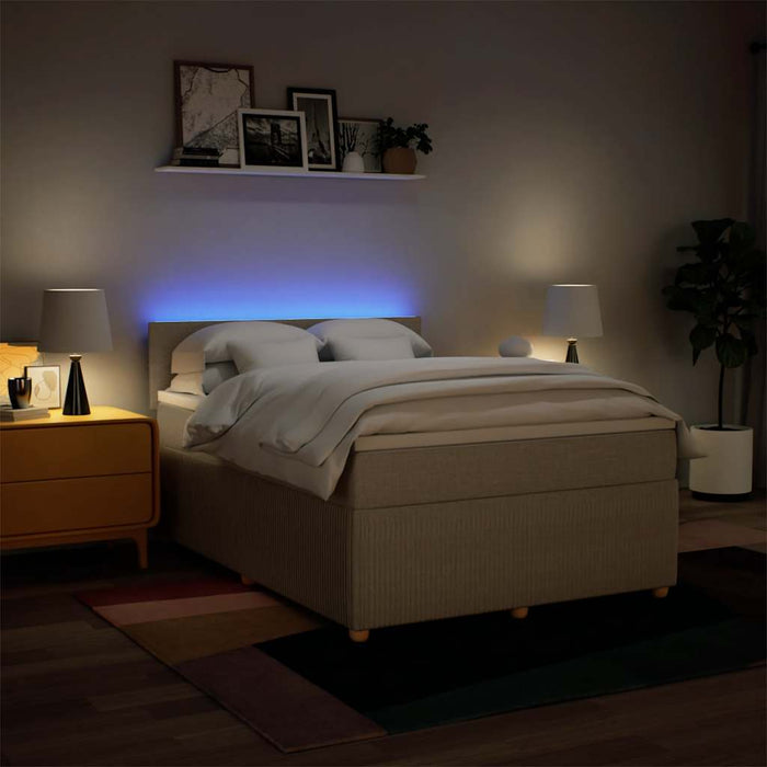 Pat box spring cu saltea, crem, 140x200 cm, textil - WALTI WALTI