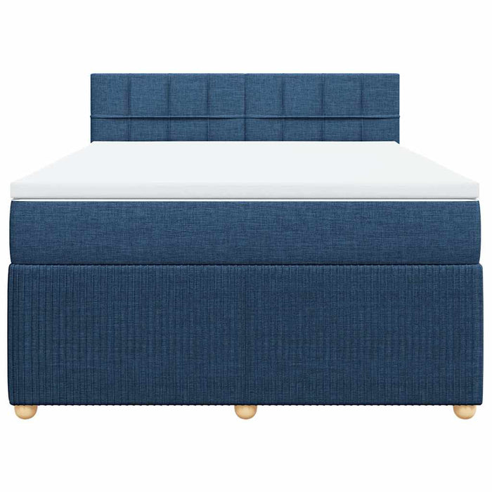Pat box spring cu saltea, albastru, 140x200 cm, textil - WALTI WALTI