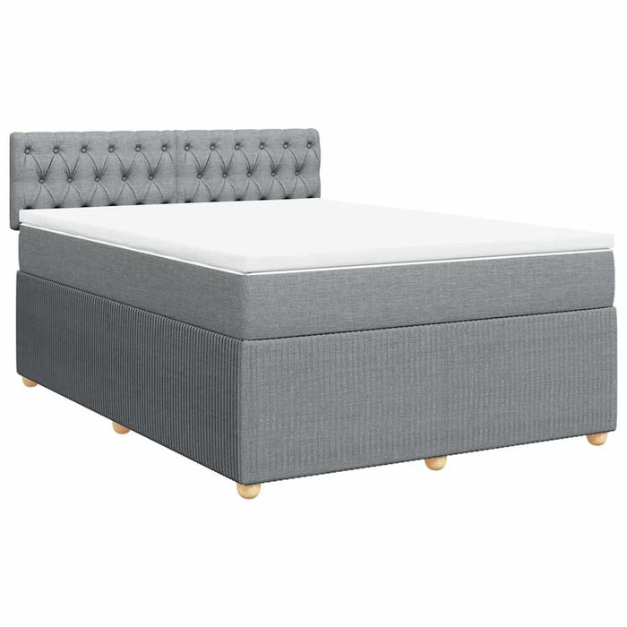 Pat box spring cu saltea, gri deschis, 140x190 cm, textil - WALTI WALTI