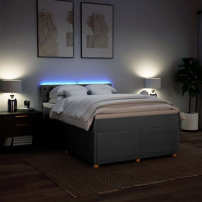 Pat box spring cu saltea, gri deschis, 140x190 cm, textil - WALTI WALTI