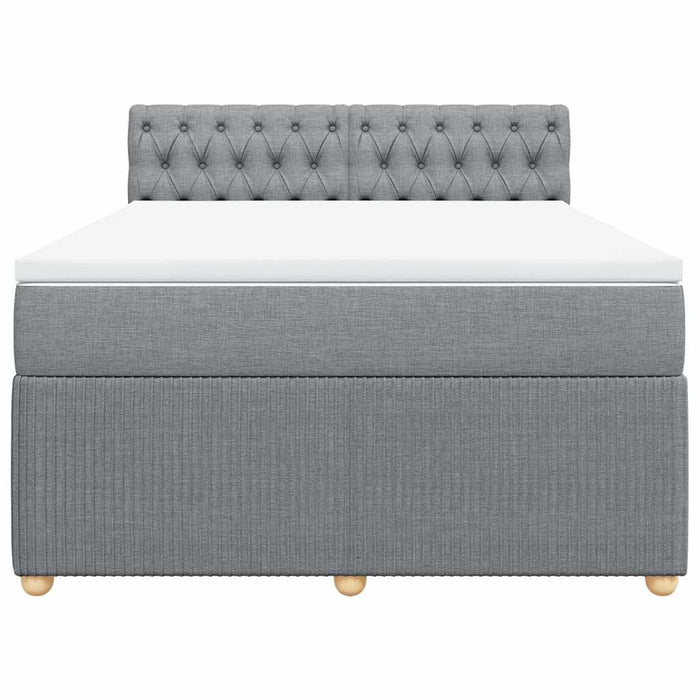 Pat box spring cu saltea, gri deschis, 140x190 cm, textil - WALTI WALTI