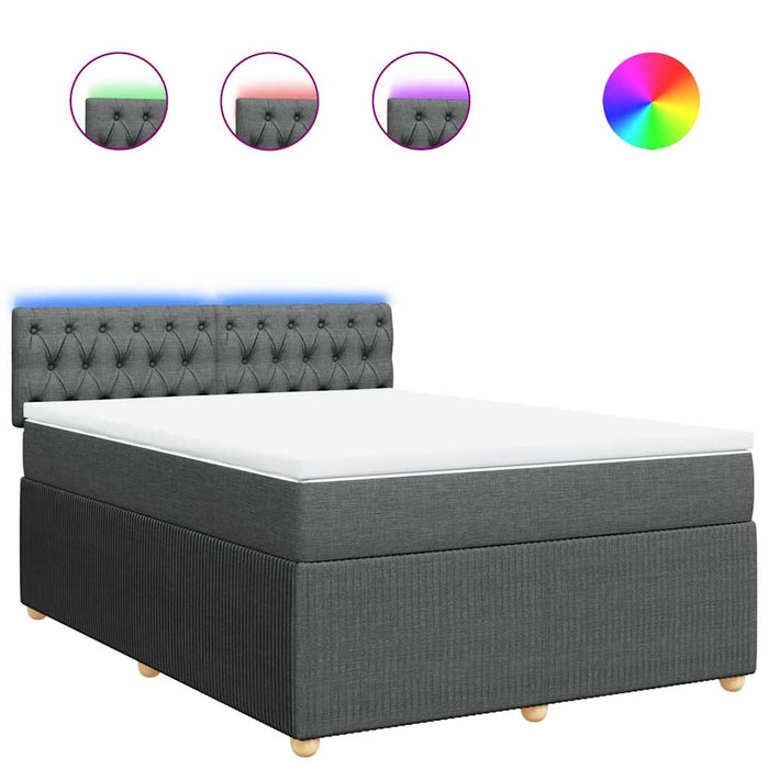 Pat box spring cu saltea, gri închis, 140x190 cm, textil - WALTI WALTI