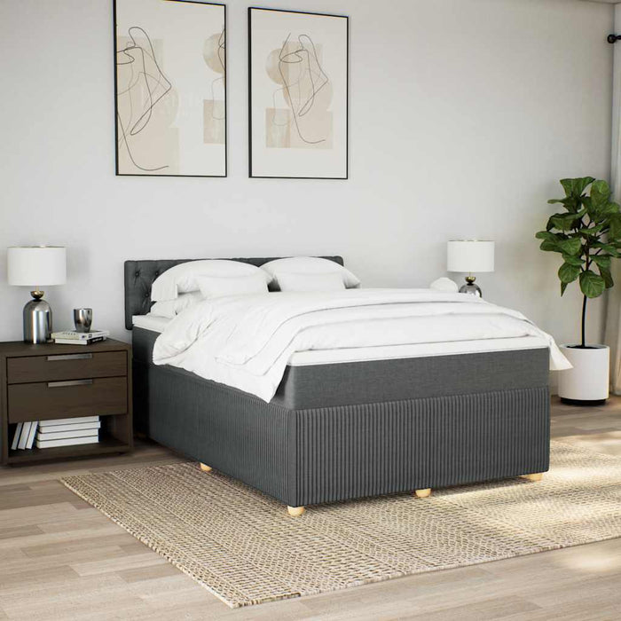 Pat box spring cu saltea, gri închis, 140x190 cm, textil - WALTI WALTI
