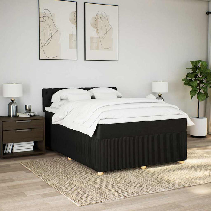 Pat box spring cu saltea, negru, 140x190 cm, textil - WALTI WALTI