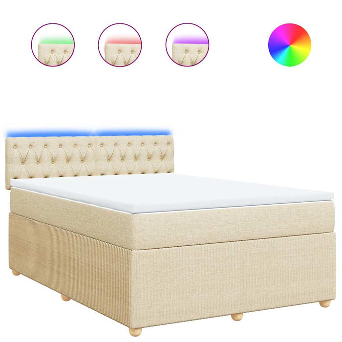 Pat box spring cu saltea, crem, 140x200 cm, textil - WALTI WALTI