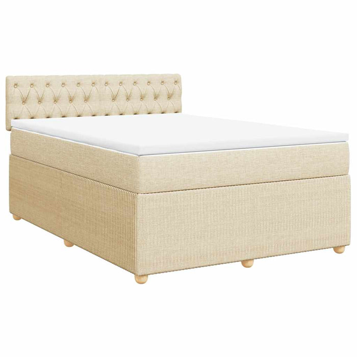 Pat box spring cu saltea, crem, 140x200 cm, textil - WALTI WALTI