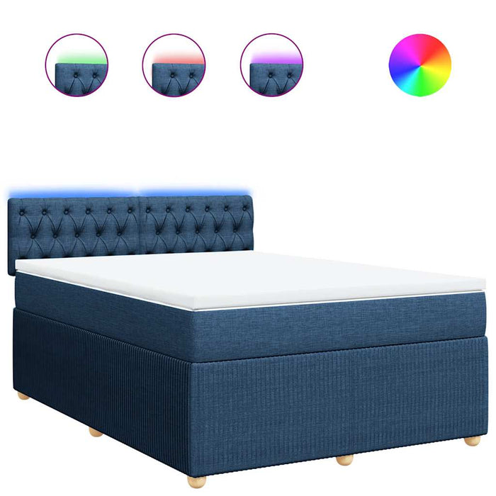 Pat box spring cu saltea, albastru, 140x200 cm, textil - WALTI WALTI