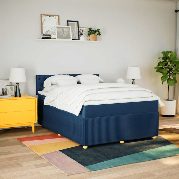 Pat box spring cu saltea, albastru, 140x200 cm, textil - WALTI WALTI