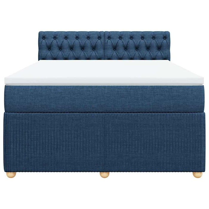 Pat box spring cu saltea, albastru, 140x200 cm, textil - WALTI WALTI