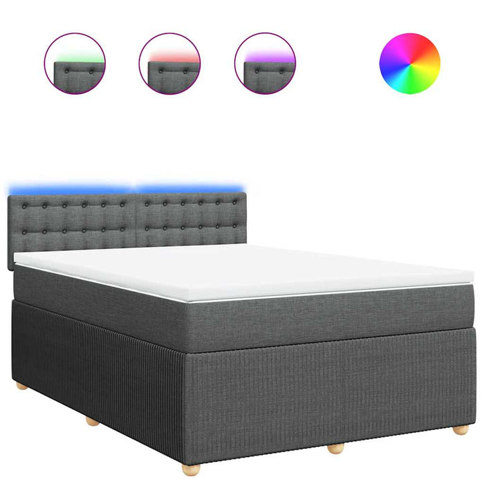 Pat box spring cu saltea, gri închis, 140x190 cm, textil - WALTI WALTI