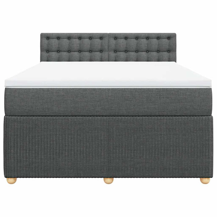 Pat box spring cu saltea, gri închis, 140x190 cm, textil - WALTI WALTI