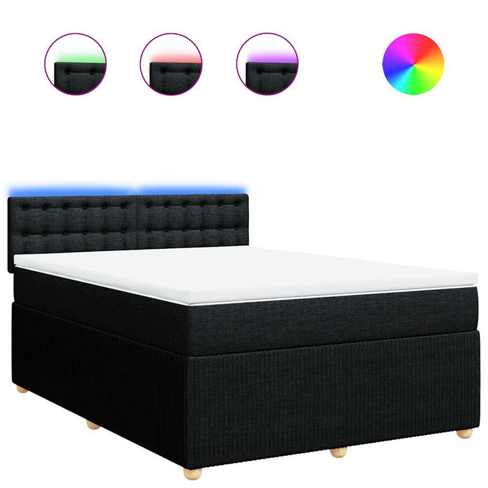 Pat box spring cu saltea, negru, 140x190 cm, textil - WALTI WALTI