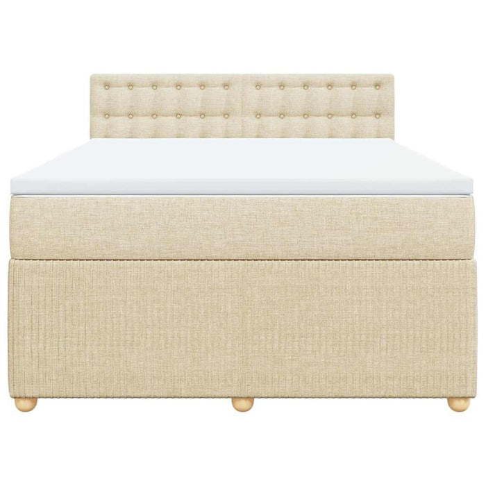 Pat box spring cu saltea, crem, 140x200 cm, textil - WALTI WALTI