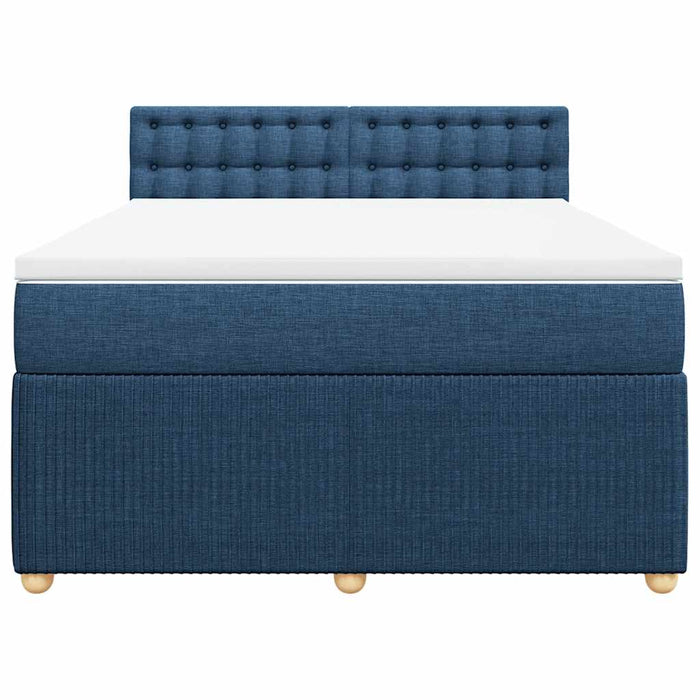 Pat box spring cu saltea, albastru, 140x200 cm, textil - WALTI WALTI