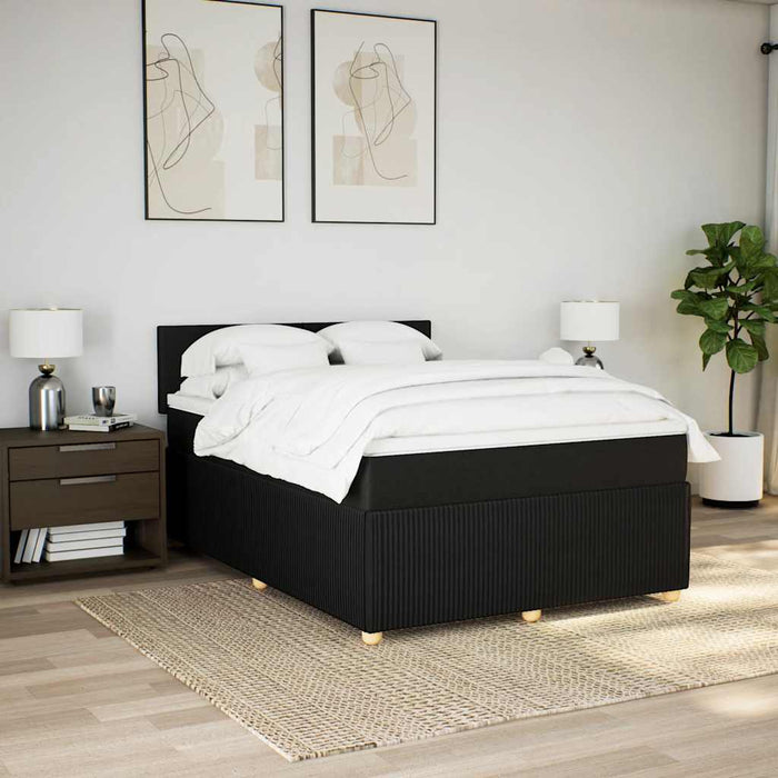 Pat box spring cu saltea, negru, 140x200 cm, textil - WALTI WALTI