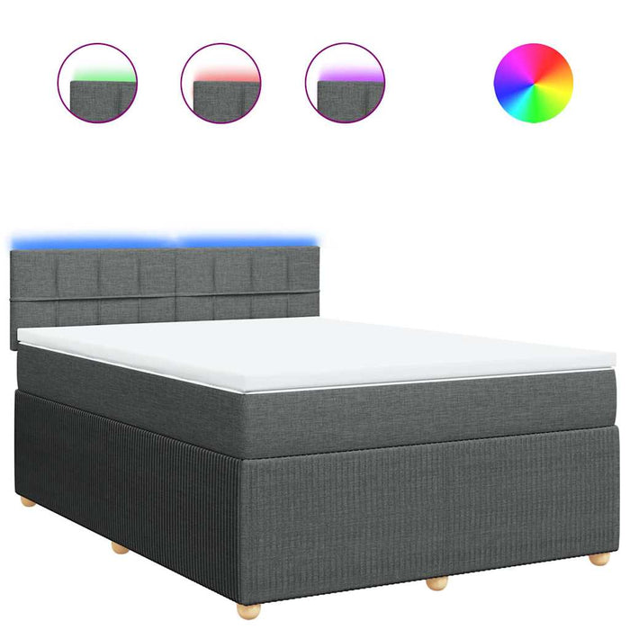Pat box spring cu saltea, gri închis, 140x200 cm, textil - WALTI WALTI