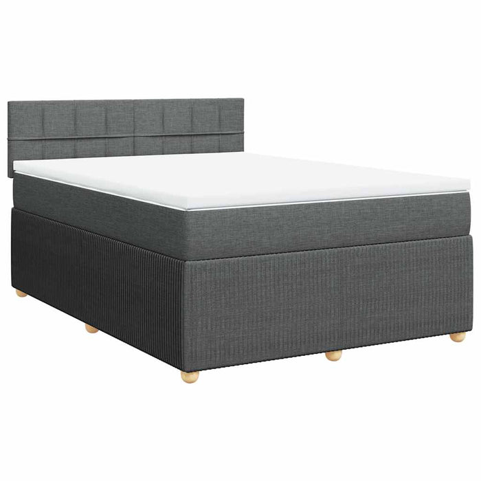 Pat box spring cu saltea, gri închis, 140x200 cm, textil - WALTI WALTI