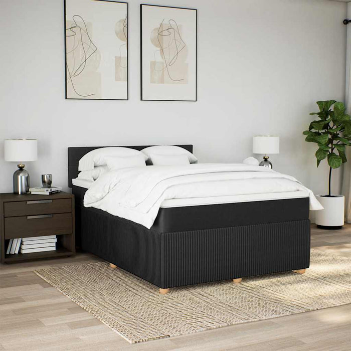 Pat box spring cu saltea, negru, 140x200 cm, textil - WALTI WALTI
