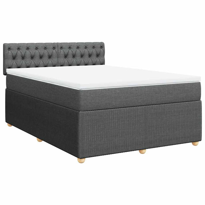 Pat box spring cu saltea, gri închis, 140x200 cm, textil - WALTI WALTI