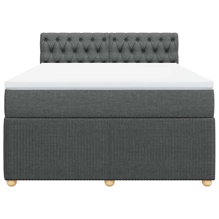 Pat box spring cu saltea, gri închis, 140x200 cm, textil - WALTI WALTI
