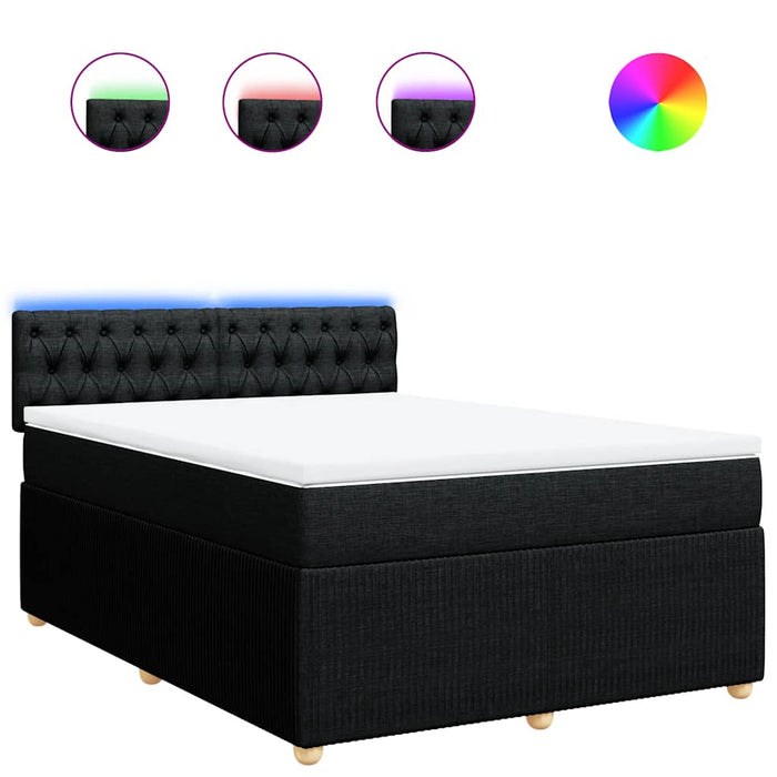 Pat box spring cu saltea, negru, 140x200 cm, textil - WALTI WALTI