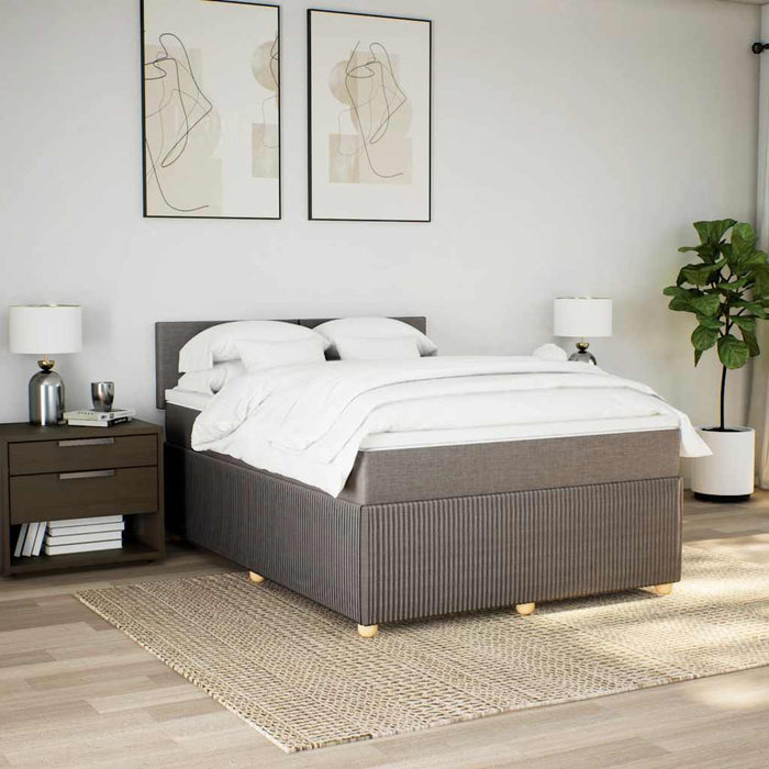 Pat box spring cu saltea, gri taupe, 160x200 cm material textil - WALTI WALTI