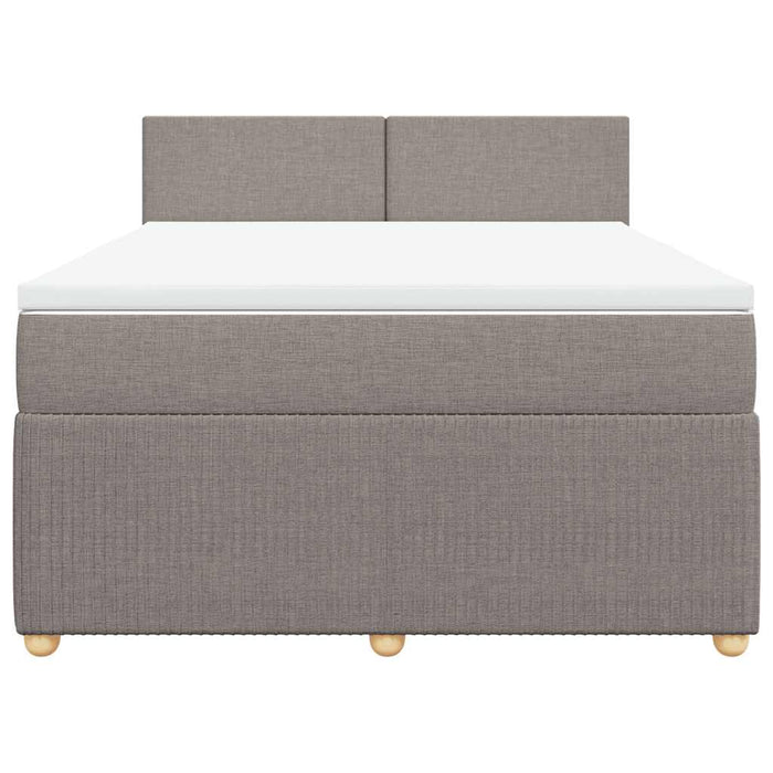 Pat box spring cu saltea, gri taupe, 160x200 cm material textil - WALTI WALTI